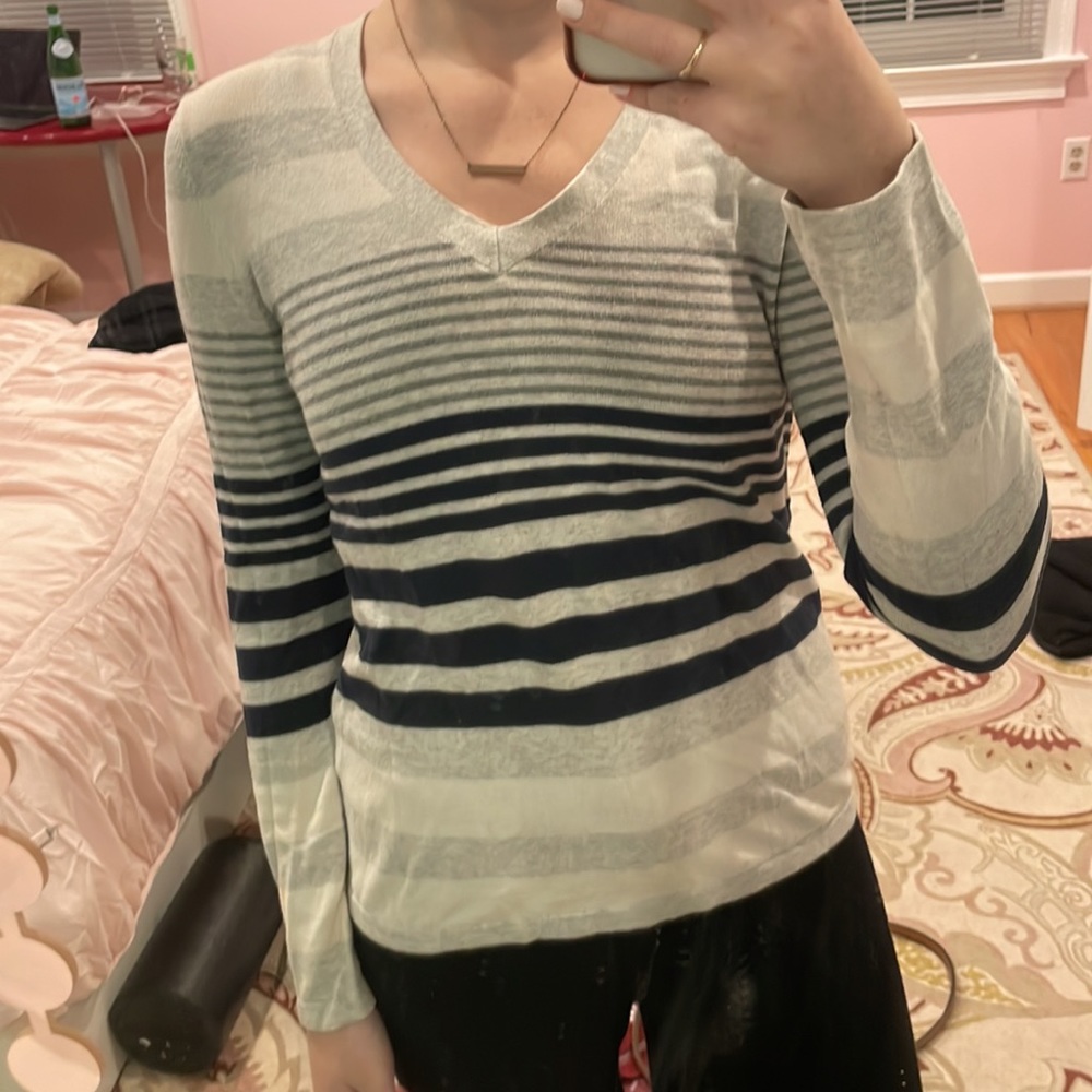 tommy hilfiger striped v neck sweater
